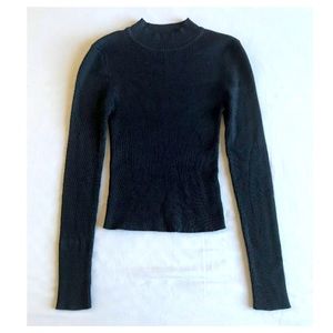 Black Ribbed Long Sleeve Top